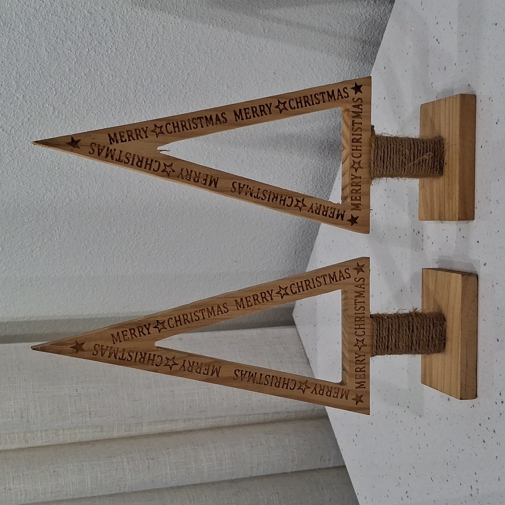 Set of two wooden Christmas trees for decoration